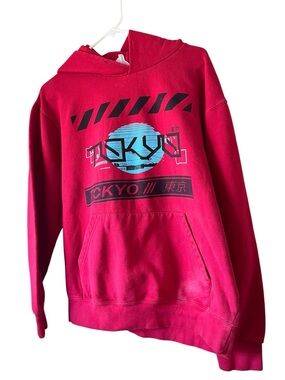 Source Unknown Hot Pink Hoodie with Blue Tokyo Graphic